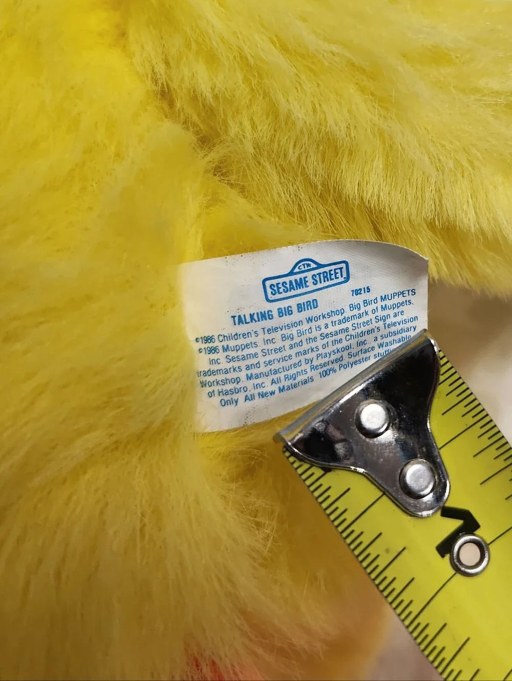 Vintage 1986 Playskool Sesame Street Talking Big Bird Plush Pull-String